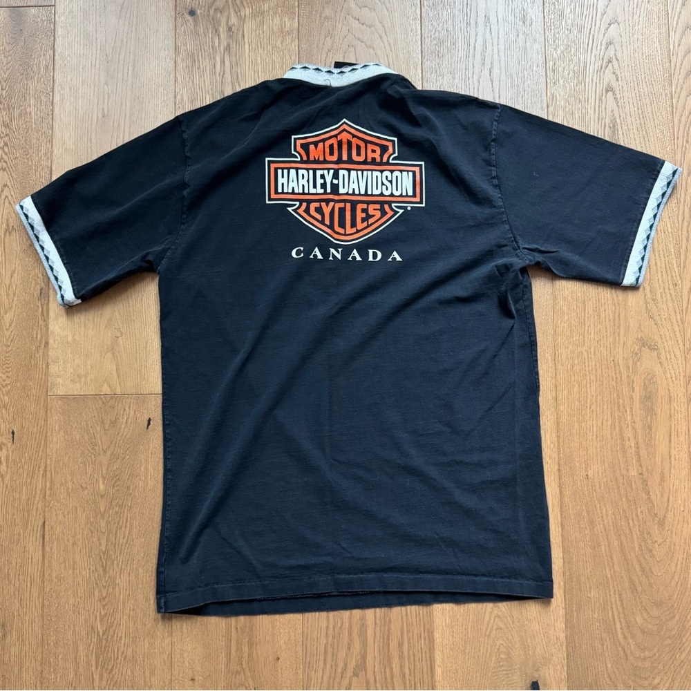 Harley Davidson Motorcycles Vintage 2000 Y2K T-Shirt - Size L/XL - Black Graphic - Picture 2 of 8